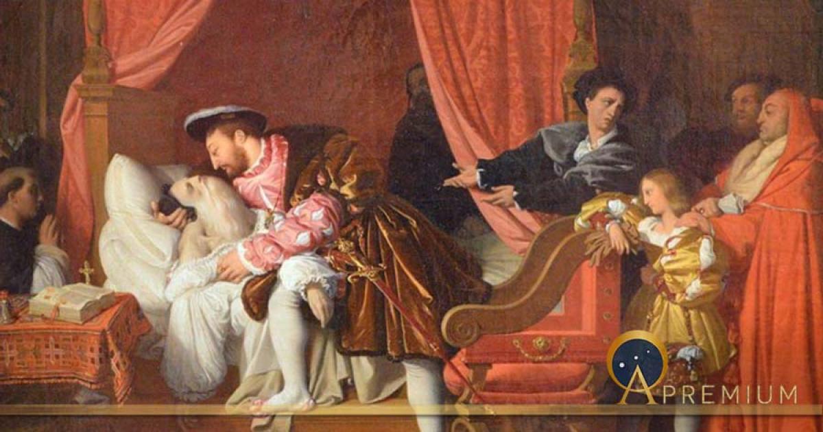 The Death of Leonardo da Vinci, by Jean Auguste Dominique Ingres, (1818) (Public Domain)