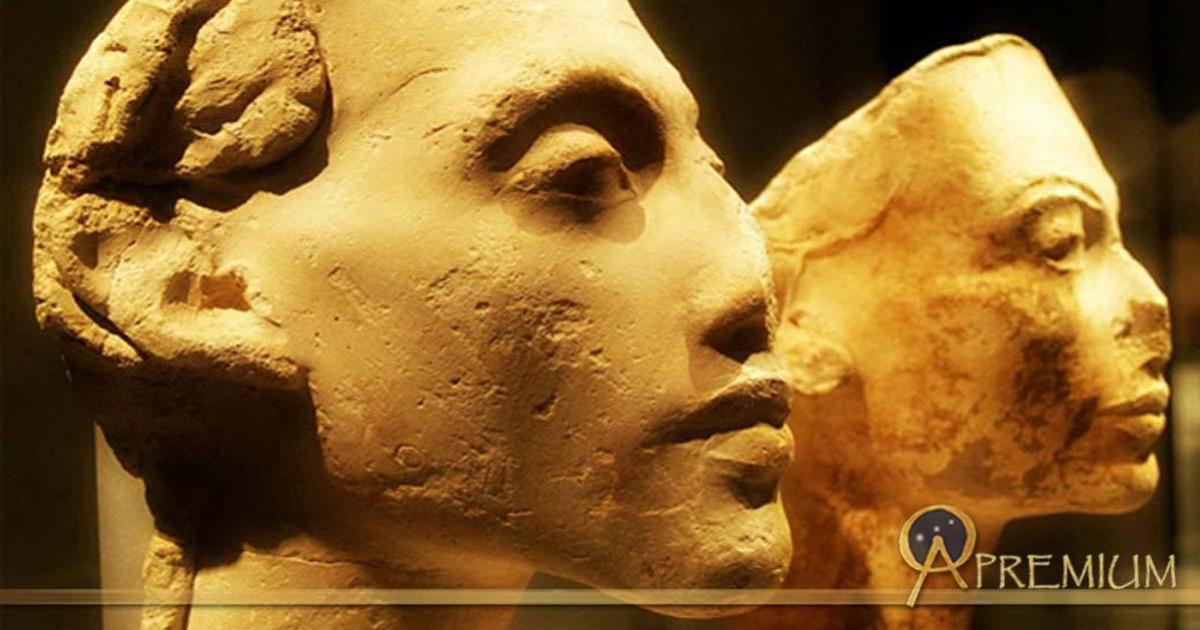: Portraits of Akhenaten and Nefertiti from the workshop of Thutmose, the royal sculptor. Tell el-Amarna. Neues Museum, Berlin. (Photo: Heidi Kontkanen)