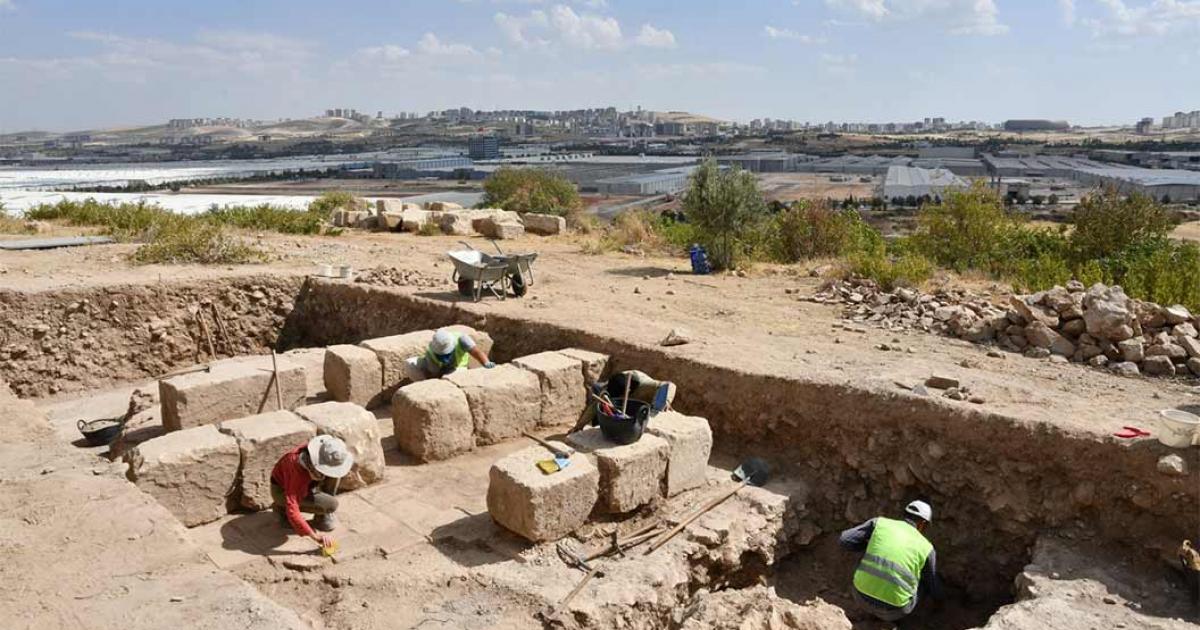 Archaeologists at work in the ancient city of Doliche, Gaziantep, southeastern Turkey, in October 2021.    