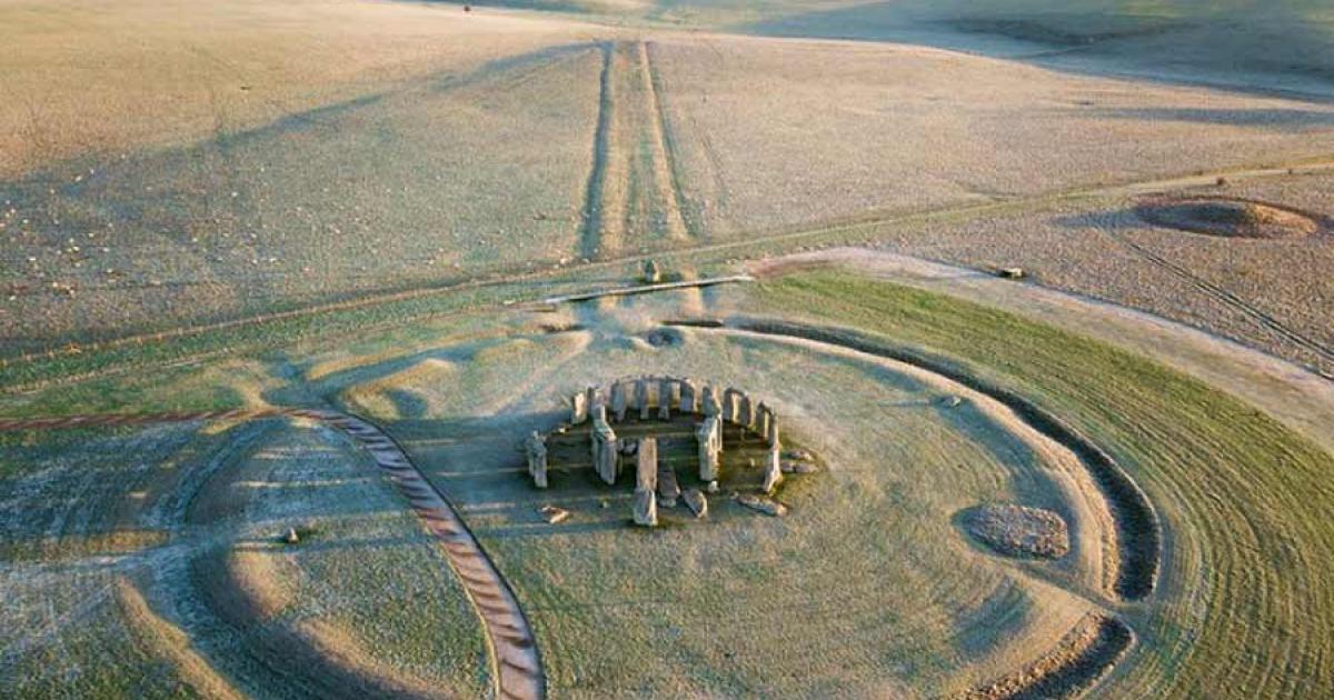 Stonehenge and surrounding earthworks.    