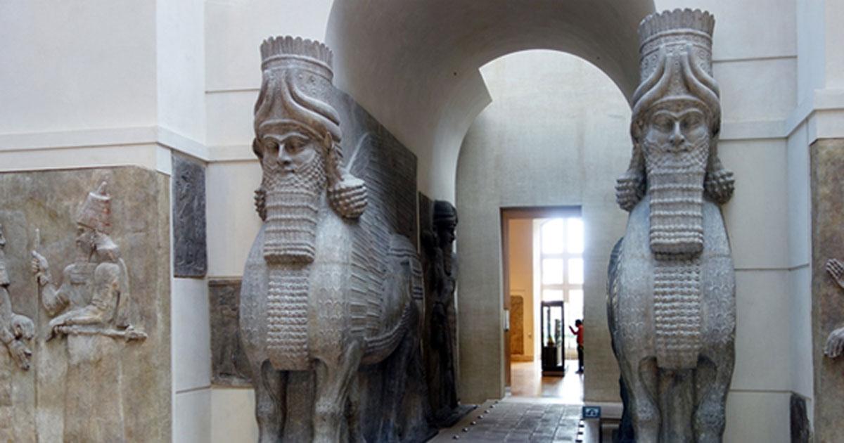Winged human-headed bull, lamassu or shedu, the Lost City of Dur-Sharrukin.