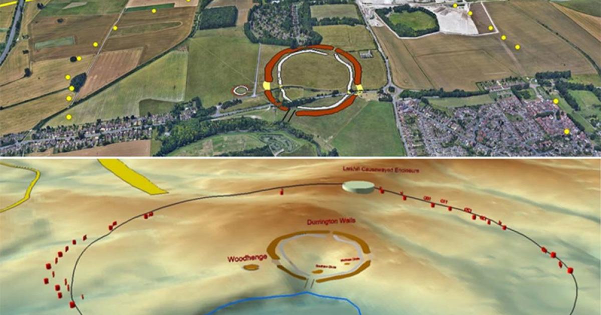 Maps of the extensive Neolithic structures show the new Durrington Shafts feature dwarfing all other ancient developments. Source: © University of Bradford