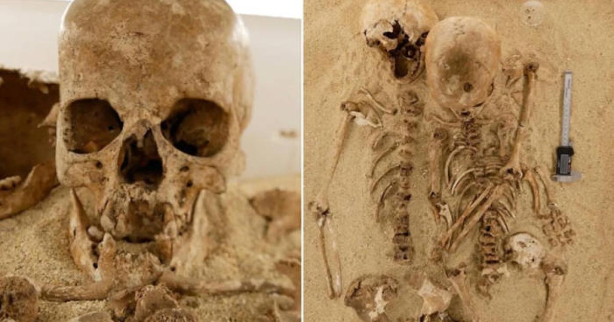 Skeleton from a double burial discovered in 1963 at Grotta del Romito.