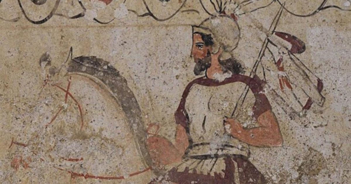 Return of the warrior. Detail of fresco from early 4th century BC