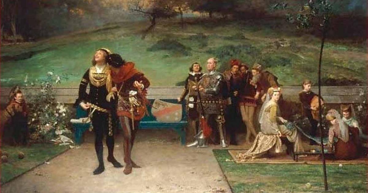 The painting ‘Edward II and his Favourite, Piers Gaveston’ (1872) by Marcus Stone. Source: Public Domain