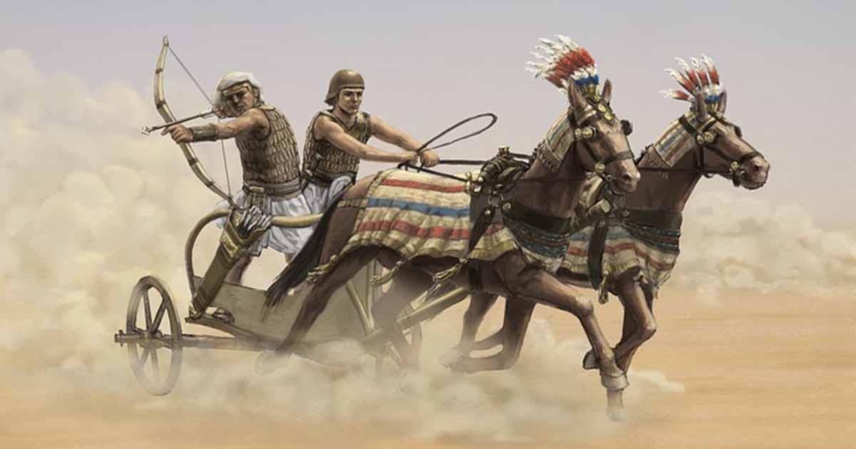 Recreation of an Egyptian war chariot from the Early New Kingdom by Angus McBride