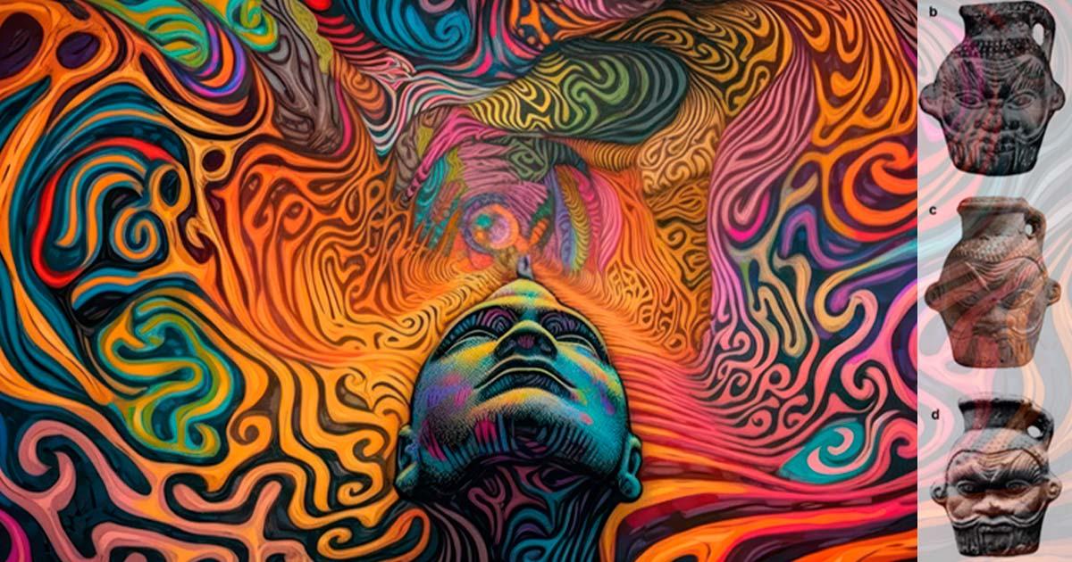 An ancient Egyptian Bes vase once contained a potent hallucinogenic concoction. Source: Neuroshock / Adobe Stock /Overlay; Tanasi et. al / CC BY 4.0