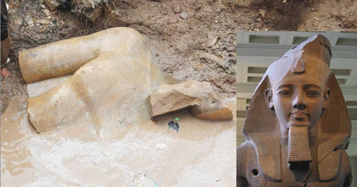 The statue of a pharaoh found in a Cairo mud pit. It is believed to depict Ramesses II. 
