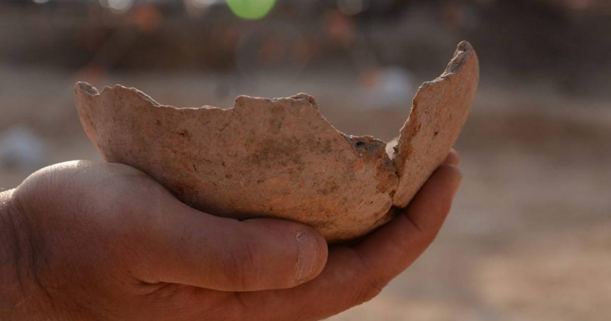 Egyptian pottery fragment from the archeological site at Tel Aviv. 