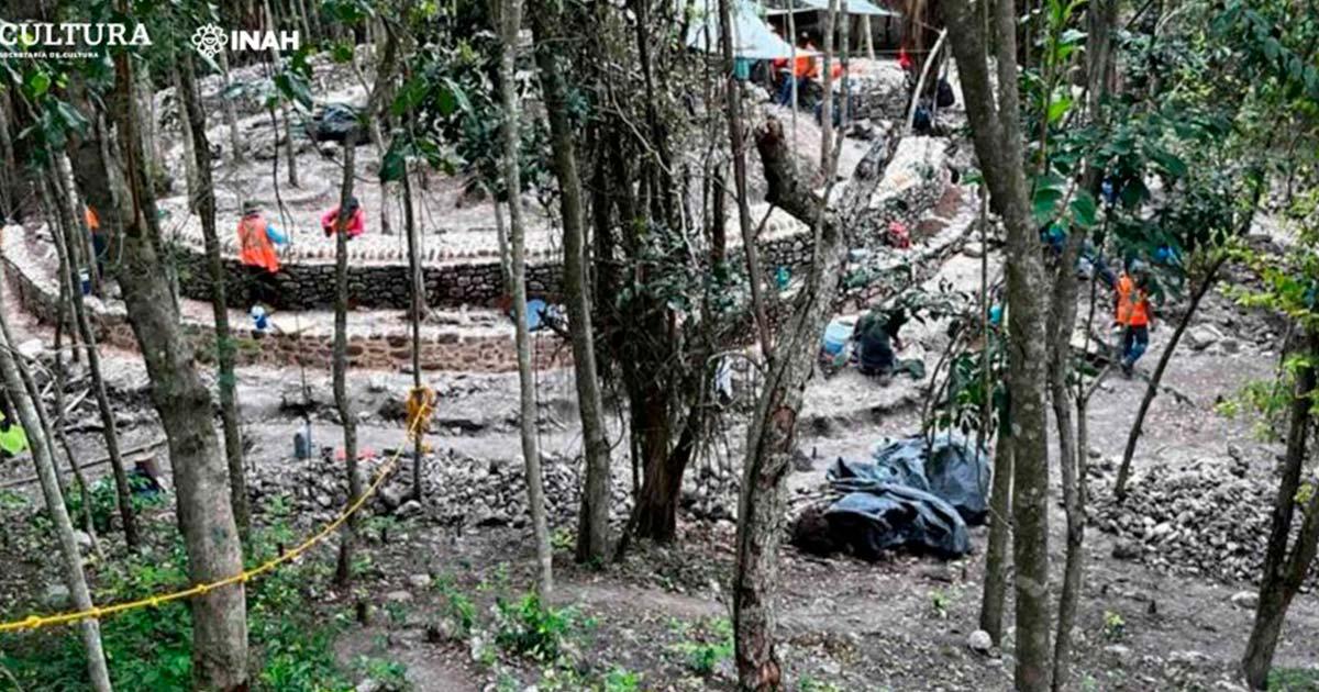 The circular structure discovered at El Tigre, Campeche, Mexico.	Source: INAH