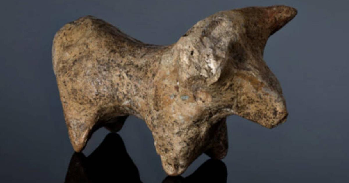 Clay bull figurine from the 7,000-year-old Eneolithic settlement.