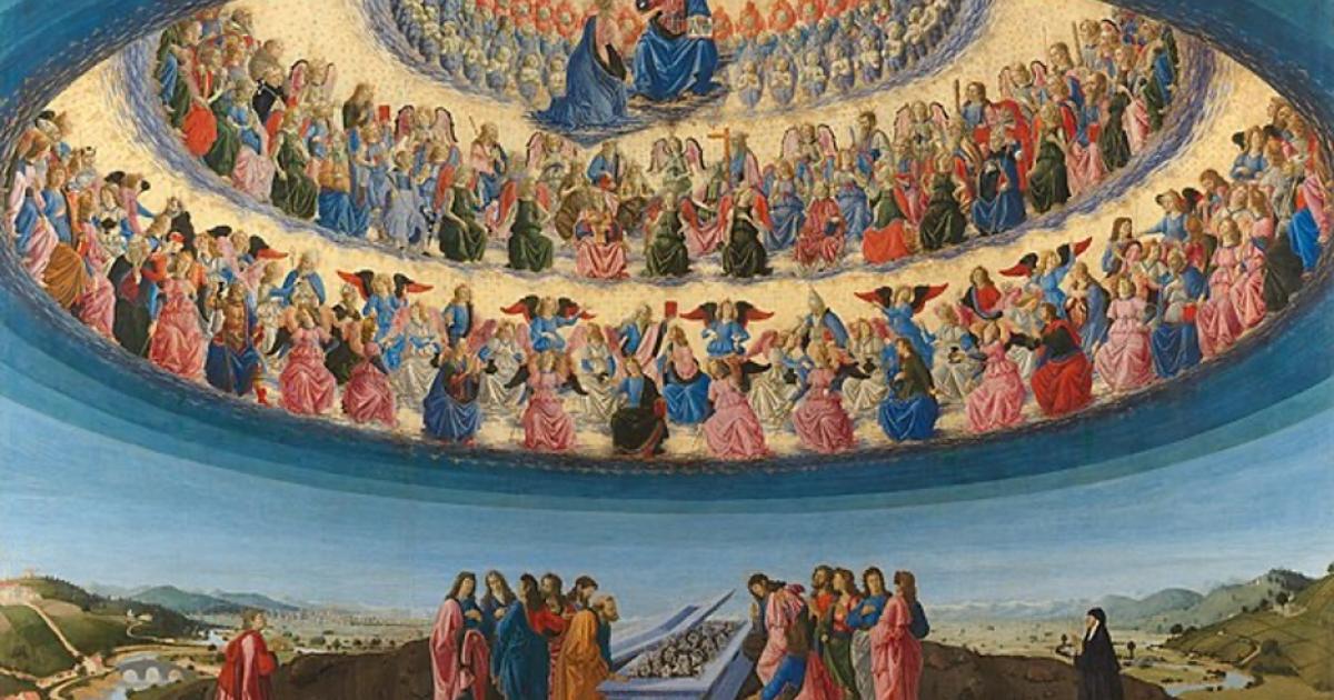 The painting of the three orders of the Angelic Hierarchy in all their glory: “Assumption of the Virgin” by Botticini, 1475
