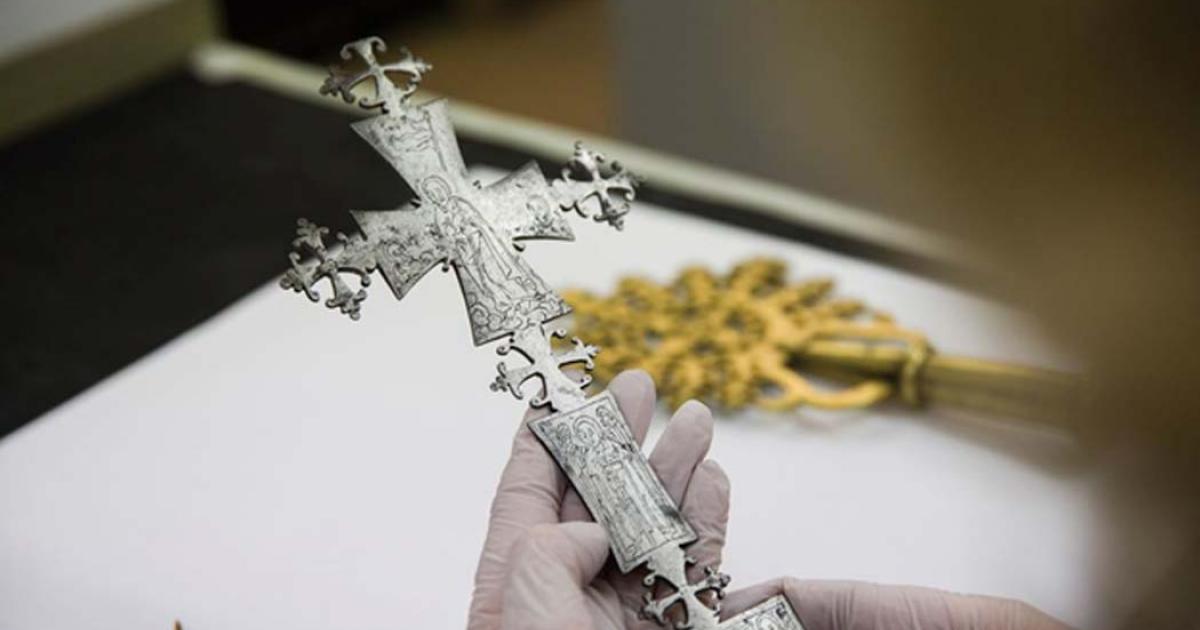 One of several processional crosses that were among the items looted during the British campaign in Ethiopia in 1868. 