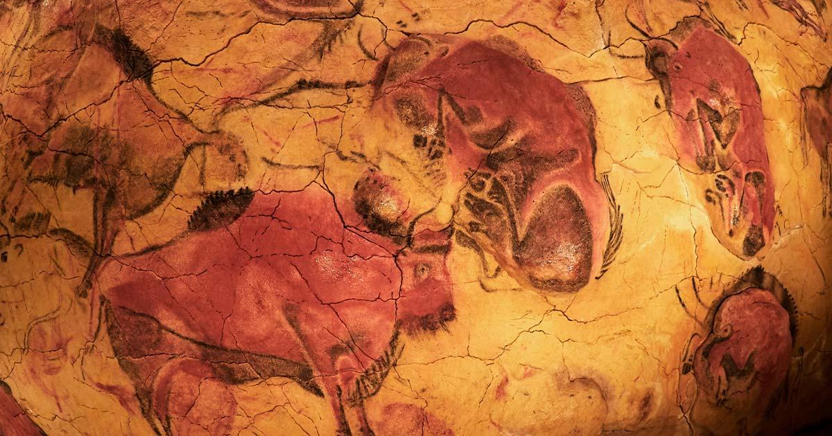 Rock art on the ceiling of Altamira cave in Santillana Del Mar, Cantabria, Spain. Source:  bereta / Adobe Stock. 