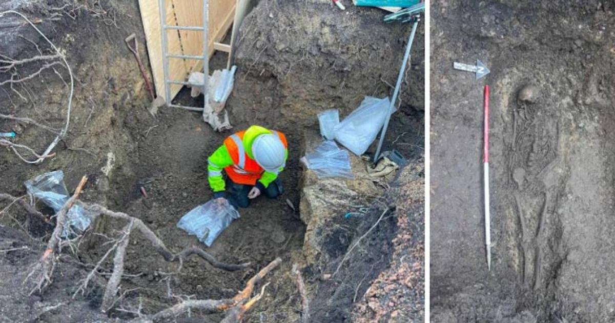 Excavation of Anglo-Saxon remains at The Old Bell.  Source: Cotswold Archaeology