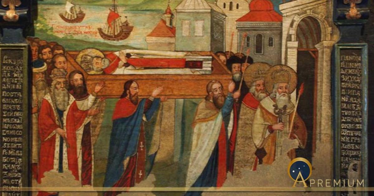 17th-century icon of the Translation of the Relics of Saint. Nicholas of Myra. Historic Museum in Sanok, Poland. (Public Domain)