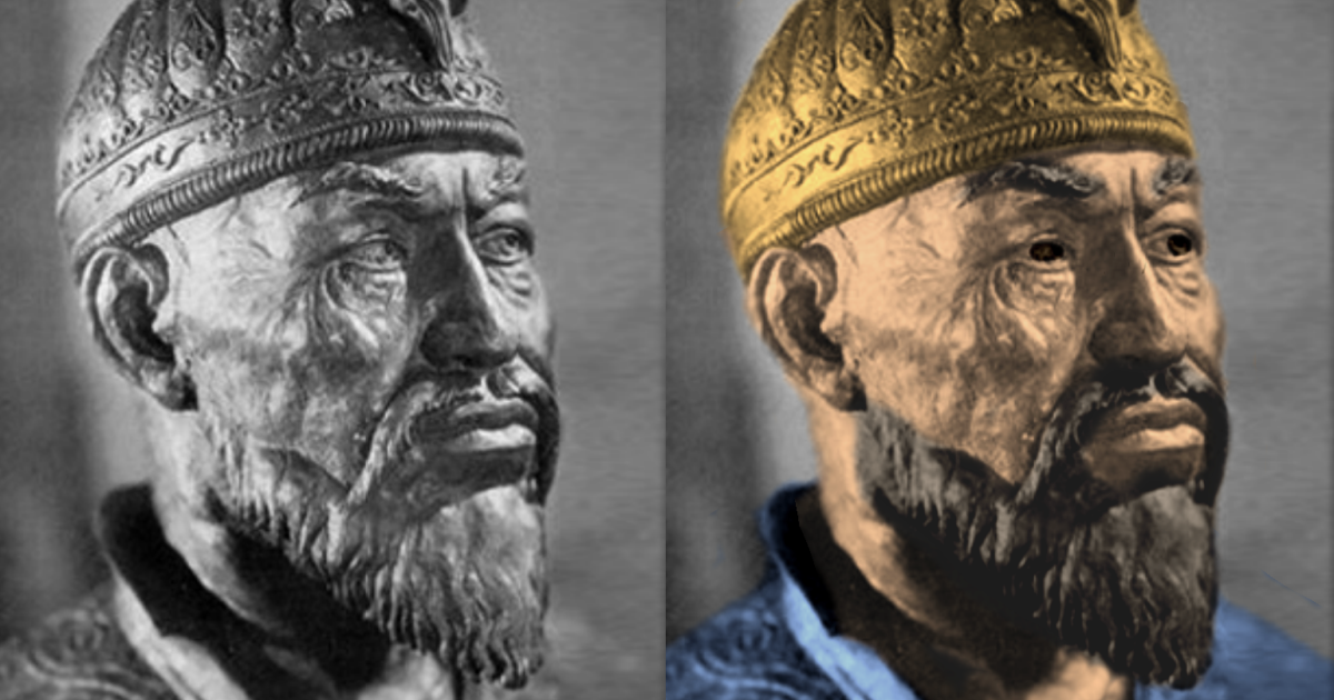 Facial reconstruction of Timur based on osteological analysis conducted by Soviet anthropologist Mikhail Gerasimov following the 1941 excavation of the tomb at Gur-e-Amir, Samarkand, Uzbekistan