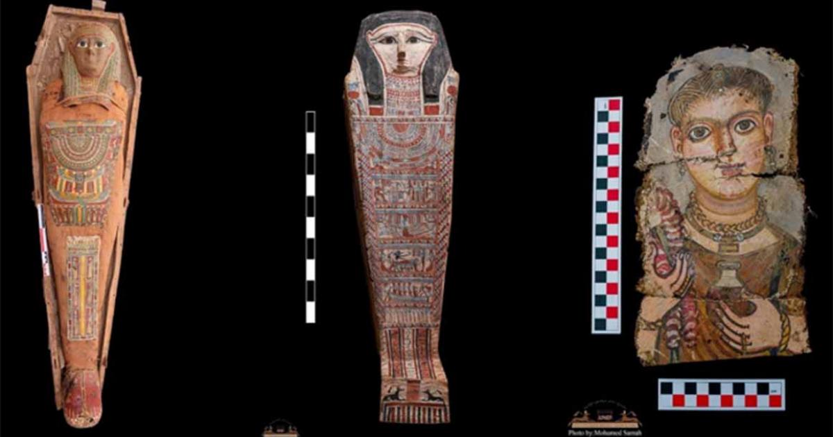 Composite image of the rare mummy portraits unearthed in Egypt. Source: Ministry of Tourism & Antiquities