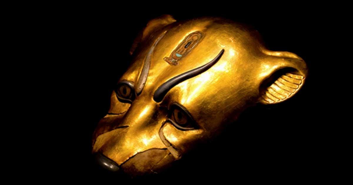 Gilded leopard head found in the Tomb of Tutankhamun (KV62); design by Anand Balaji 