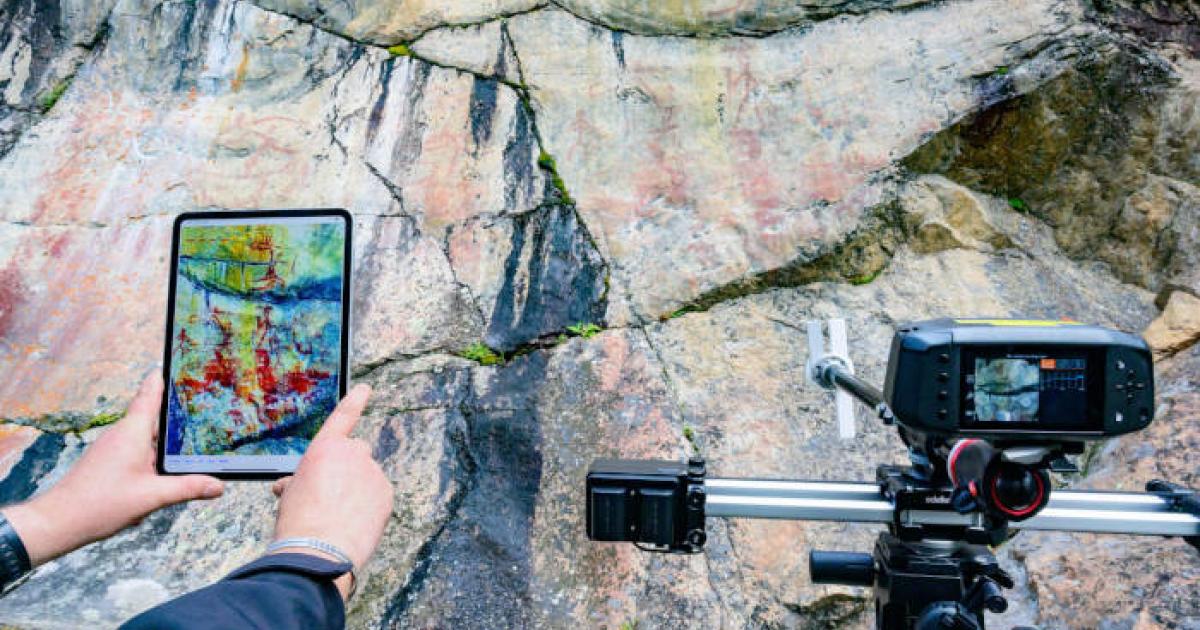 Imaging technology being used at Astuvansalmi rock art site to reveal new paintings.  