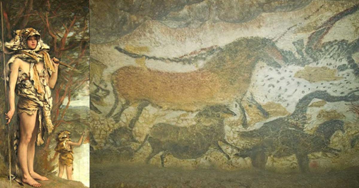 ‘La femme Préhistorique’ (The prehistoric woman) (1895) by James Tissot Reproductions of some Lascaux artworks in Lascaux II.