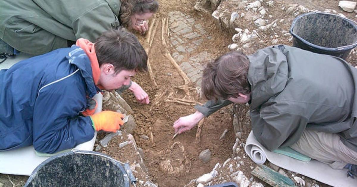 Researchers excavating at Fonmon Castle.