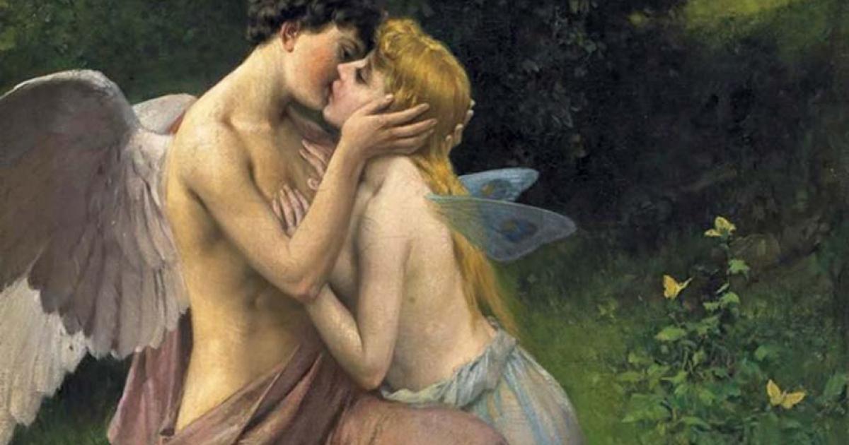 Friedrich Paul Thumann, (1834-1908), "Cupid (Eros) and Psyche."