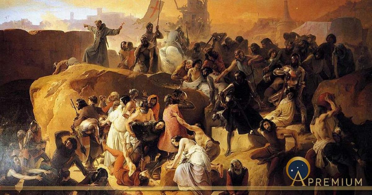Crusaders thirsting under the walls of Jerusalem by Francesco Hayez (1836-50) Web Gallery of Art (Public Domain)