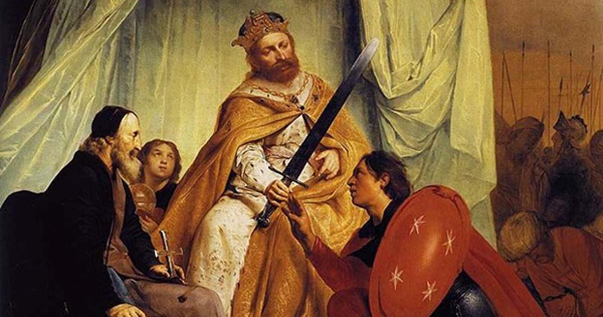 Frederick Barbarossa awards the city of Haarlem with a sword for its shield or coat-of-arms. By Pieter de Greber, 1630. 