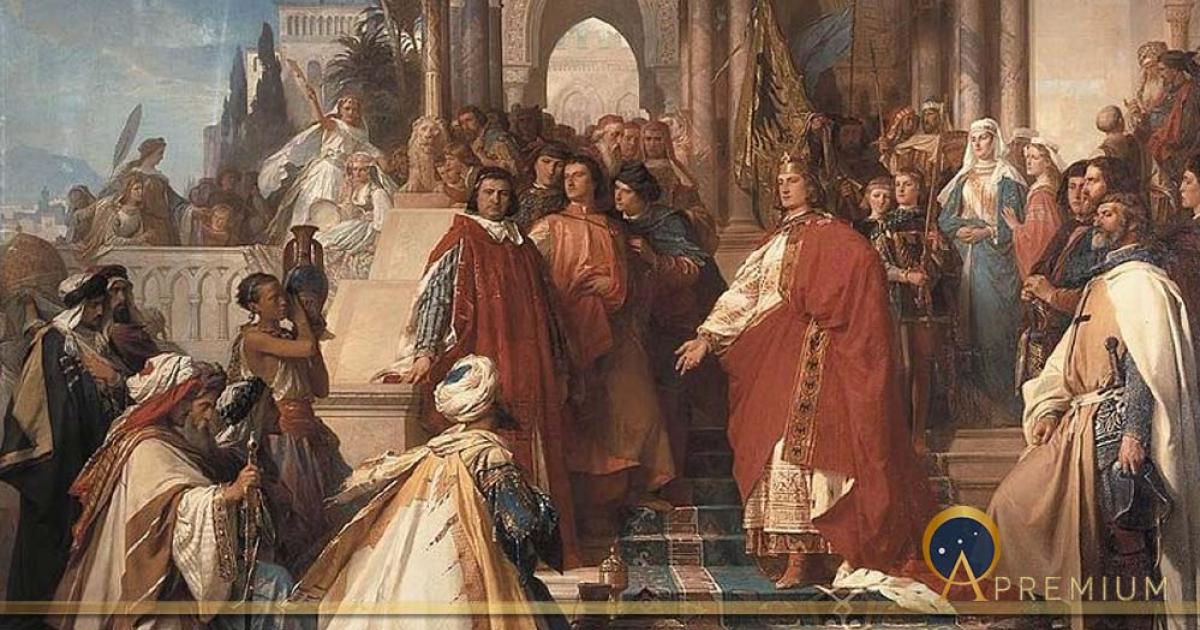 The Court of Emperor Frederick II in Palermo by Arthur vom Ramberg (1865) Web Gallery of Art (Public Domain)