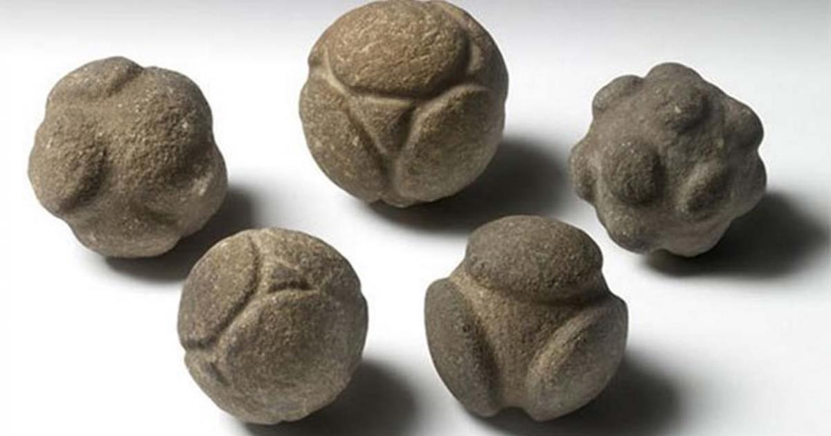 Five carved stone spheres from Scotland held at the Ashmolean Museum 