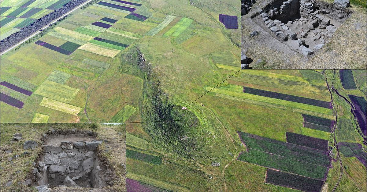 Aerial view of Baraleti site in Georgia with excavation areas.