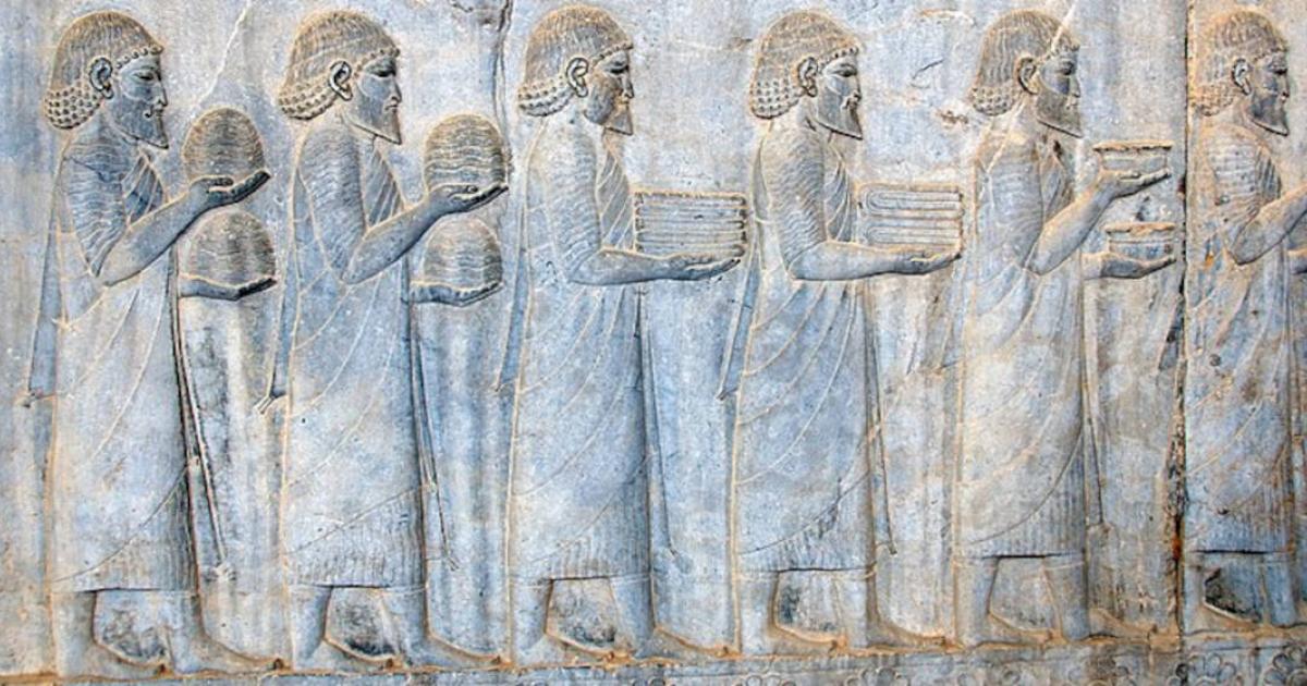 Stele of Ionian Tribute Bearers on the Apadana Staircase, Persepolis.