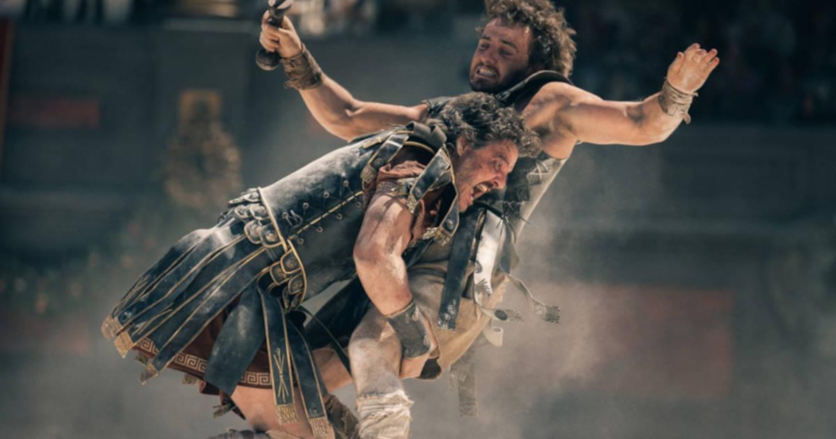 Pedro Pascal plays General Acacius and Paul Mescal plays Lucius in Gladiator II