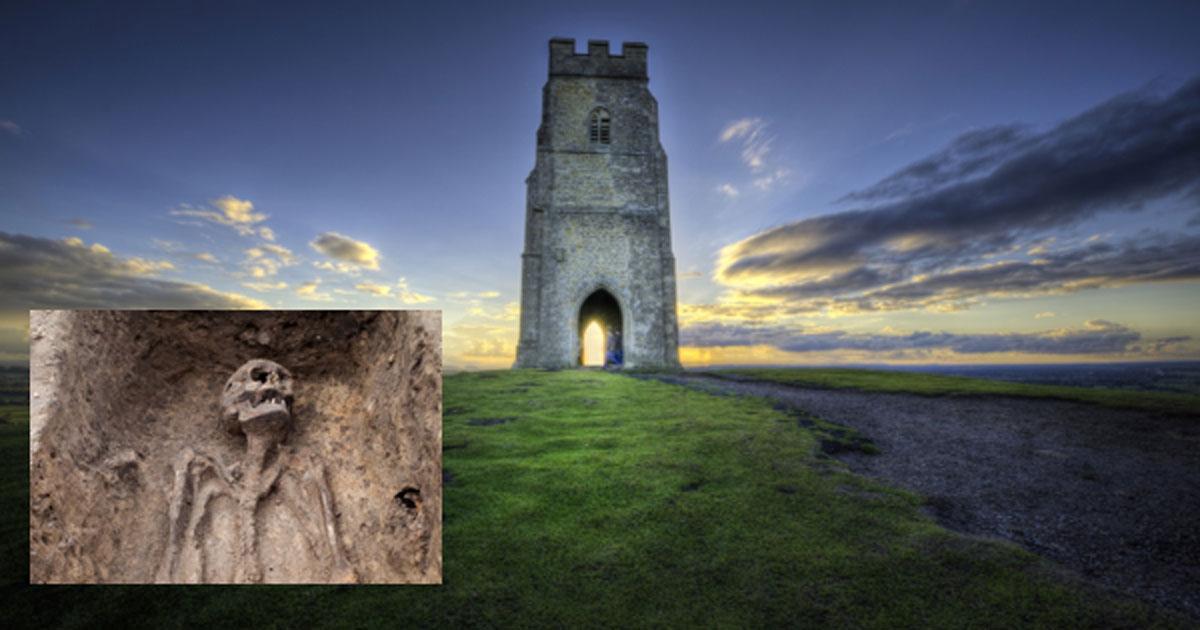 Glastonbury Tor. Source: vlorzor / Adobe. Inset: Representational image of a skeleton. 
