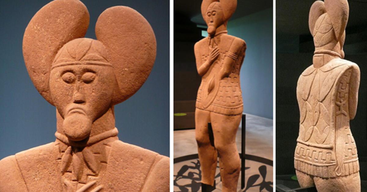 Front, back and head view of the Prince of Glauberg statue