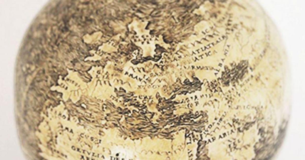 A globe from 1504 that may be the world's oldest depicting the New World is engraved on ostrich egg halves in this photo from the Washington Map Society