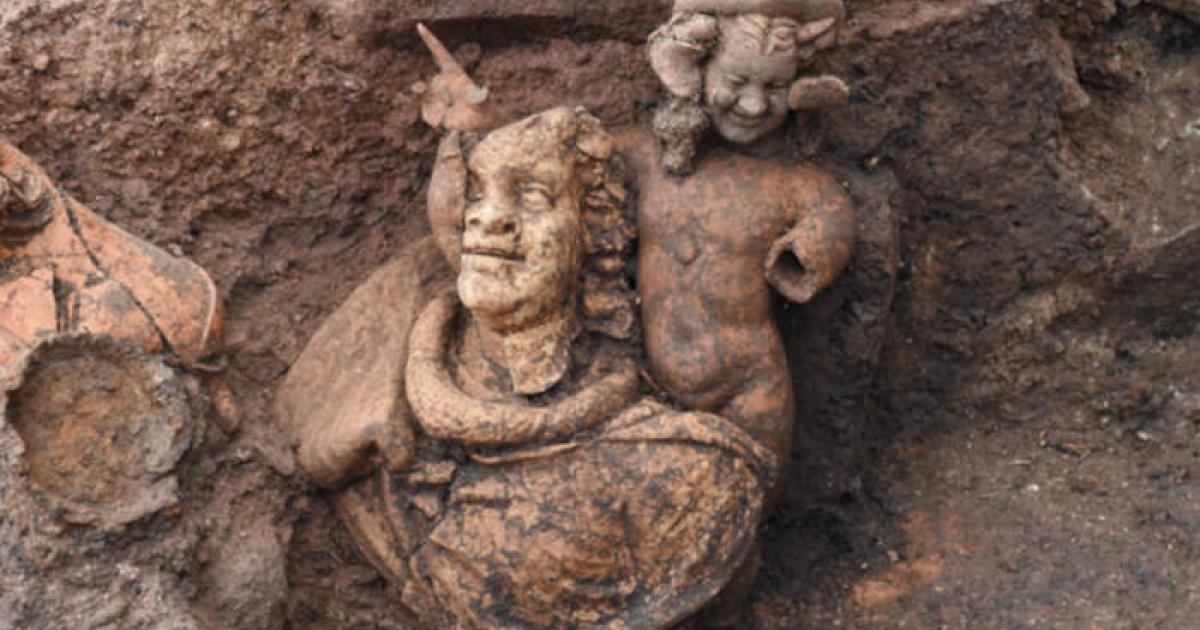 Terracotta figurines of young Dionysus, Pan, and goat-shaped vessels discovered at Kurul Castle