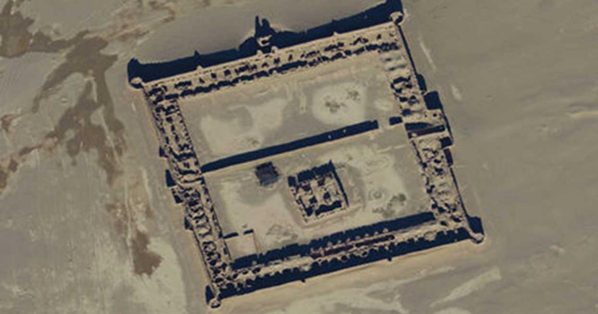 A satellite image shows a 17th century caravanserai (outpost) which served people traveling the Silk Road.