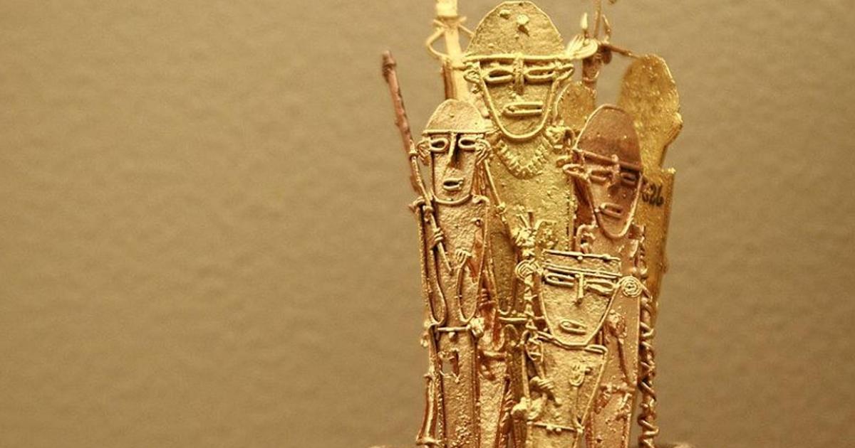 Golden vitives figures (known as tunjos), Muisca-Chibcha culture — pre-columbian culture in the territory of modern Colombia