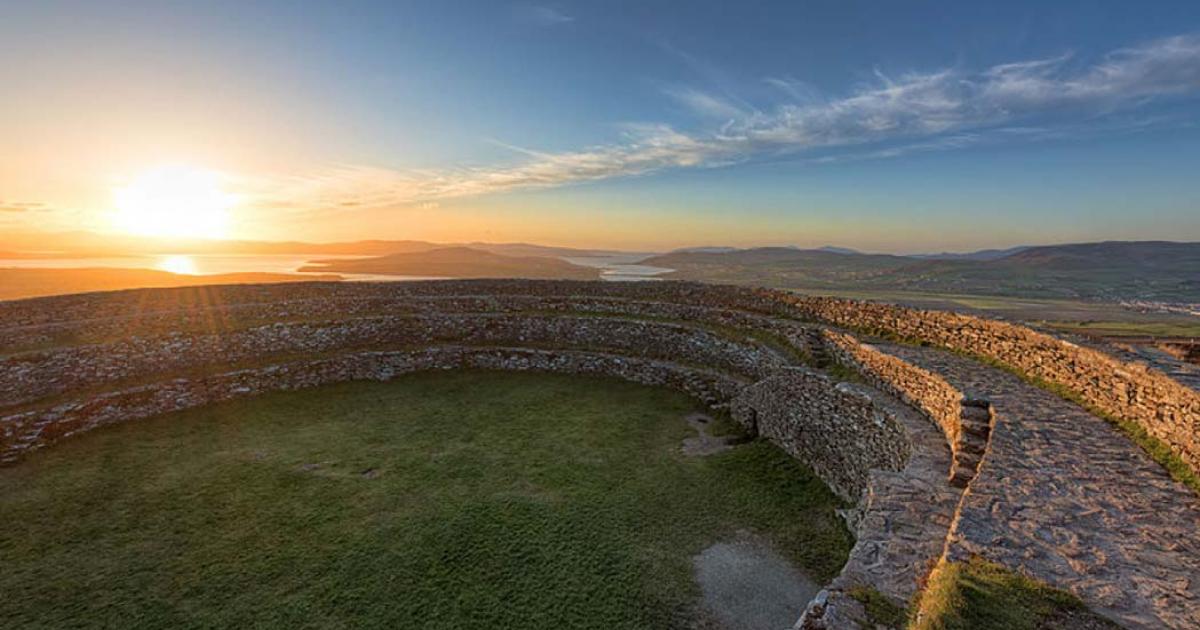 Overlooking Inch Island from the "Grainan of Aileach" ancient stone ring fort, Donegal, Ireland. 