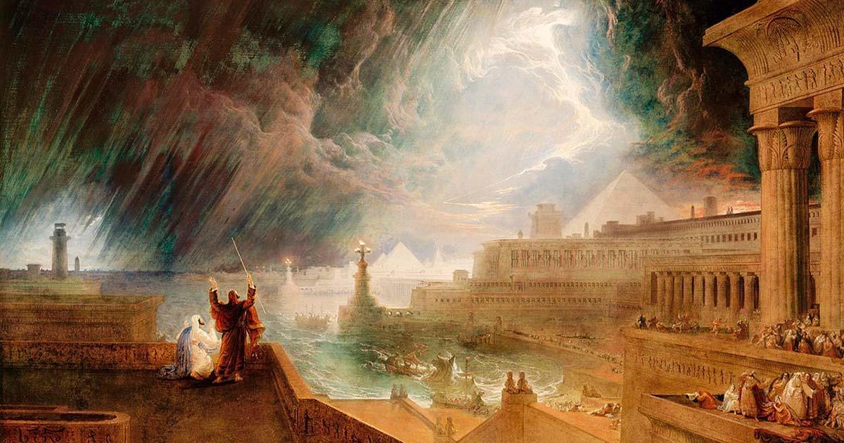 Seventh Plague of Egypt (1823) by John Martin, a painting of the Old Testament bible story. Source: Public domain