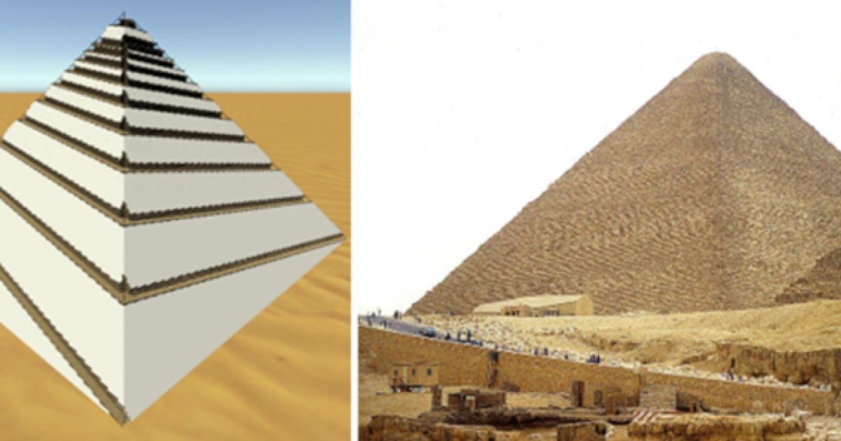 Left; Construction proposal image, Right; The Great Pyramid of Giza.
