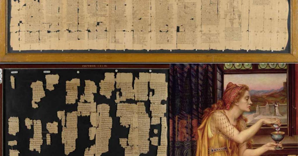 Selection of Greek Magical Papyri which are kept at the British Library.	Source: British Library