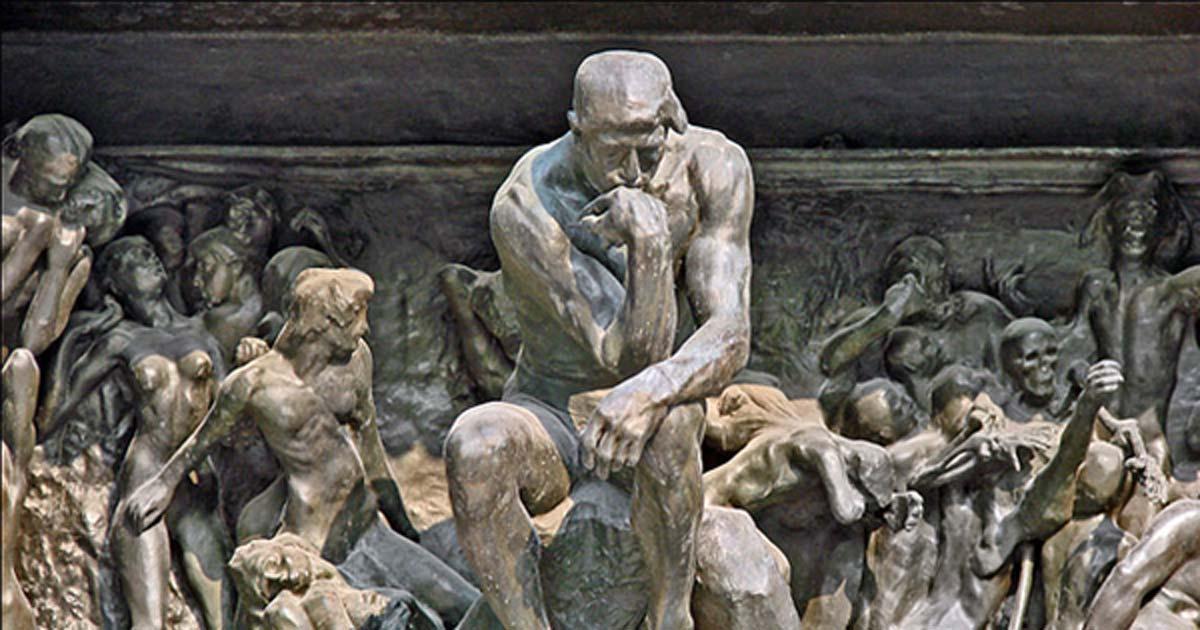 The Thinker in The Gates of Hell at the Musée Rodin. 