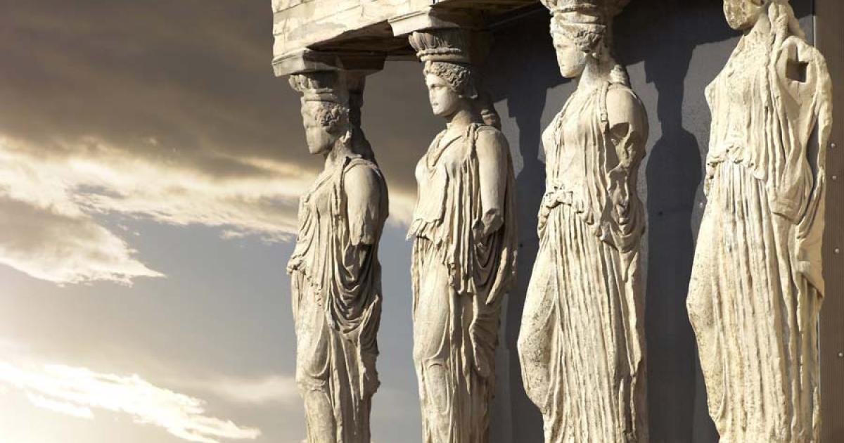 An ancient classic Greek poem taught to first year classics student at the University of Reading in England has been censored to avoid upsetting some students. Greek caryatids pillars depicting Greek women on the Acropolis of Athens, Greece. 		Source: Dimitrios / Adobe Stock