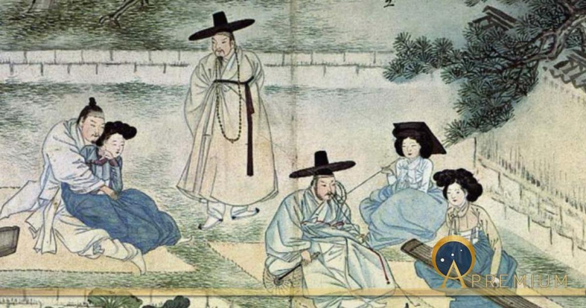 Resounding geomungo, praiseworthy lotus from Hyewon pungsokdo (1805).Gansong Art Museum in Seoul, South Korea (Public Domain)