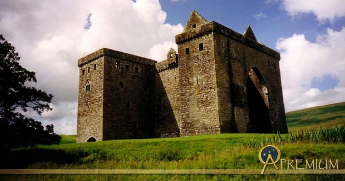 Hermitage Castle bei Carlisle, Südschottland. 