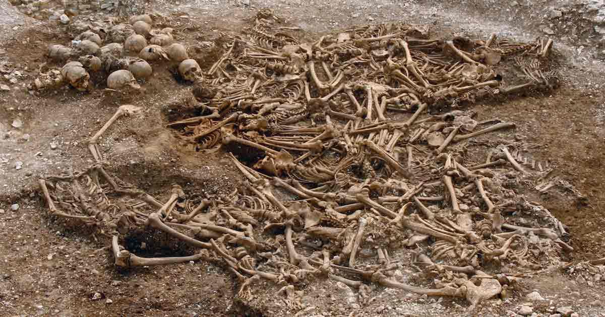 A mass grave of over 50 headless Vikings, known as the headless Vikings of Dorset. Source: Simon Fraser University / CC BY 2.0