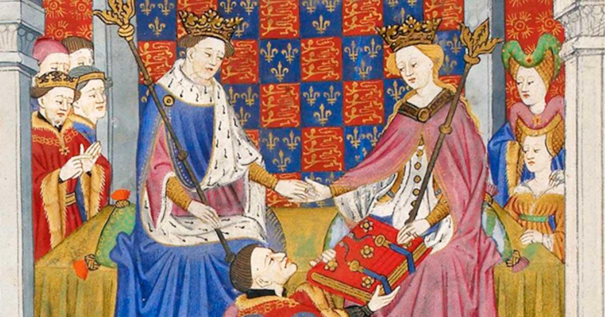 King Henry VI and Margaret of Anjou in an illuminated miniature. Source: Public domain